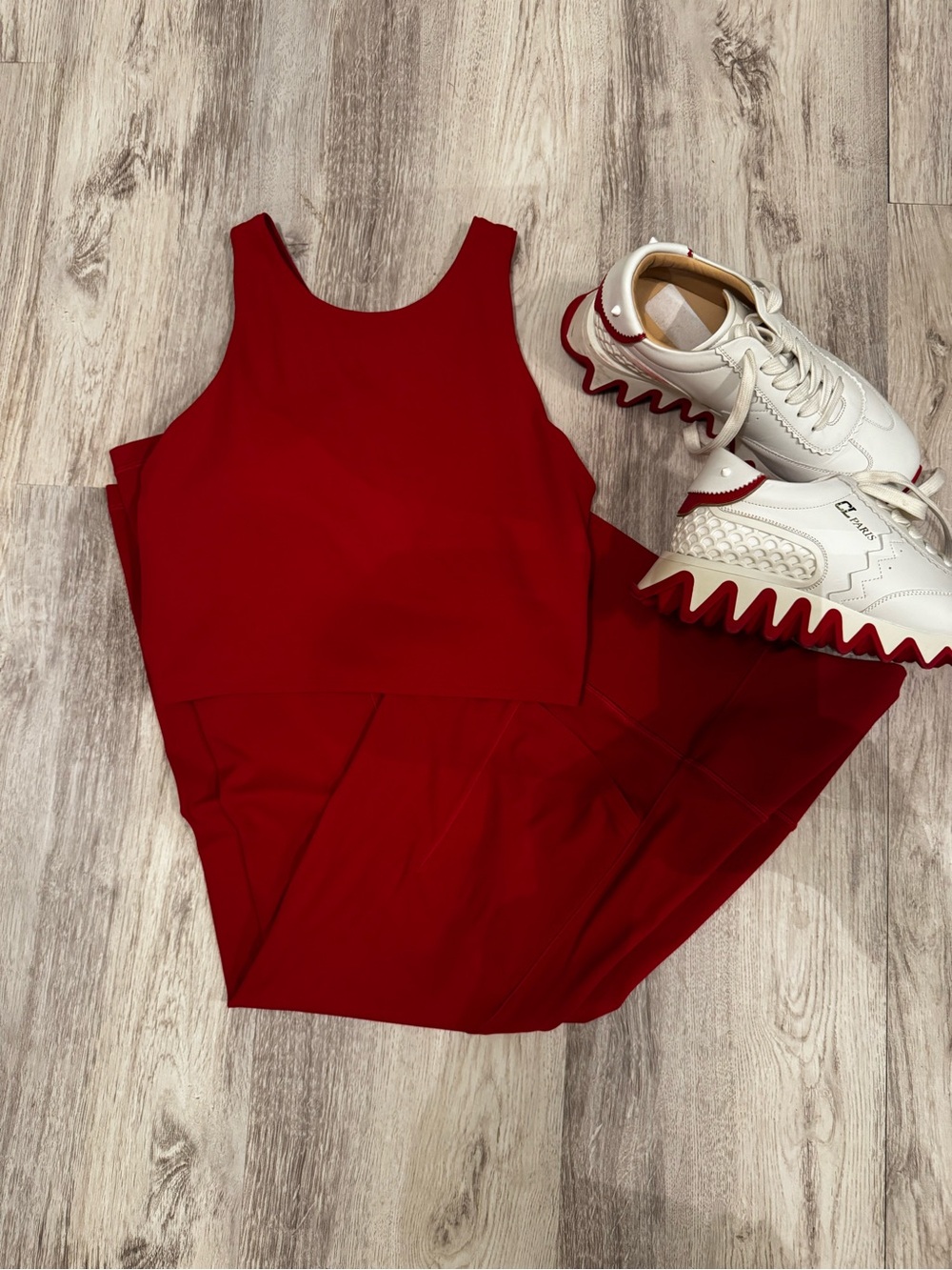 Athleta Red crop tank and leggings size M